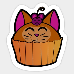 Catcake With Mouse-Cherry - Orange Sticker